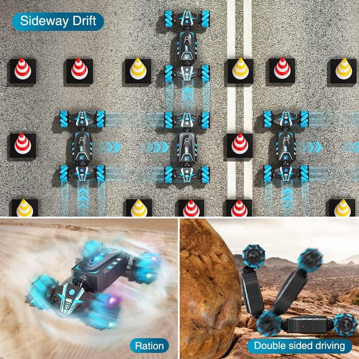 Автомобіль з дистанційним керуванням AYIQUTY, трюк на радіоуправлінні зі спреєм, світлом і музикою для дітей, повний привід 2,4 ГГ