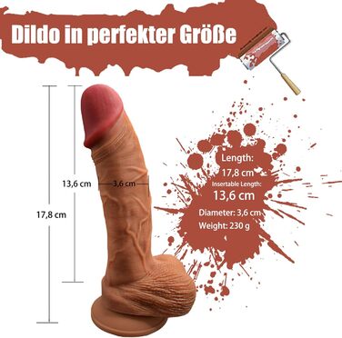 Реалістичний силіконовий фалоімітатор DynaVigor, 17,8 см з присоскою