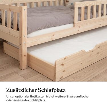 Дитяче ліжко Ehrenkind Lille Дитяче ліжко 90x200 см зі знімними дерев&39яними захисними поручнями, сертифіковане FSC Дитяче ліжко 90x200 світло-сірий колір 90 x 200 см (основа) світло-сірий колір