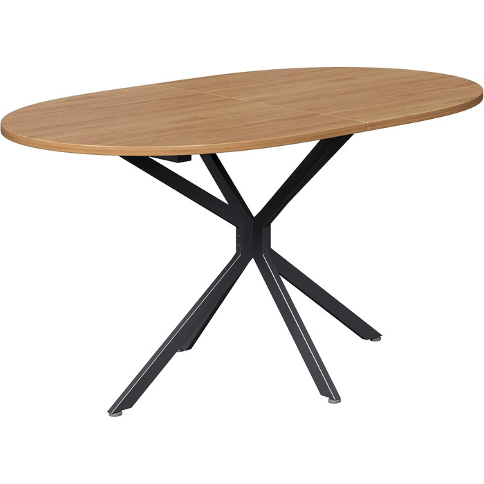 Овальний обідній стіл Merax 120x80x75,5 см, металеві ніжки, міцний стіл для 4-6 осіб, сучасний простий дизайн, колір дерева 120x80x75,5 см