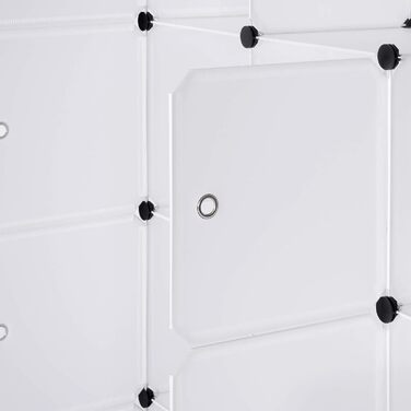 Шафа для одягу своїми руками, Система полиць, Модульний блок для зберігання, Книжкова полиця з дверима, 9 відділень, Пластик, 1137x111 см, Білий