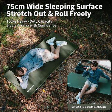 Кемпінгове ліжко Naturehike, надлегке похідне ліжко, портативне розкладне ліжко, міцне з сумкою для перенесення, кемпінговий шезлонг для наметів, для пішого туризму, дому, походів, офісу, ліжко для обідньої перерви, чорне, оновлене