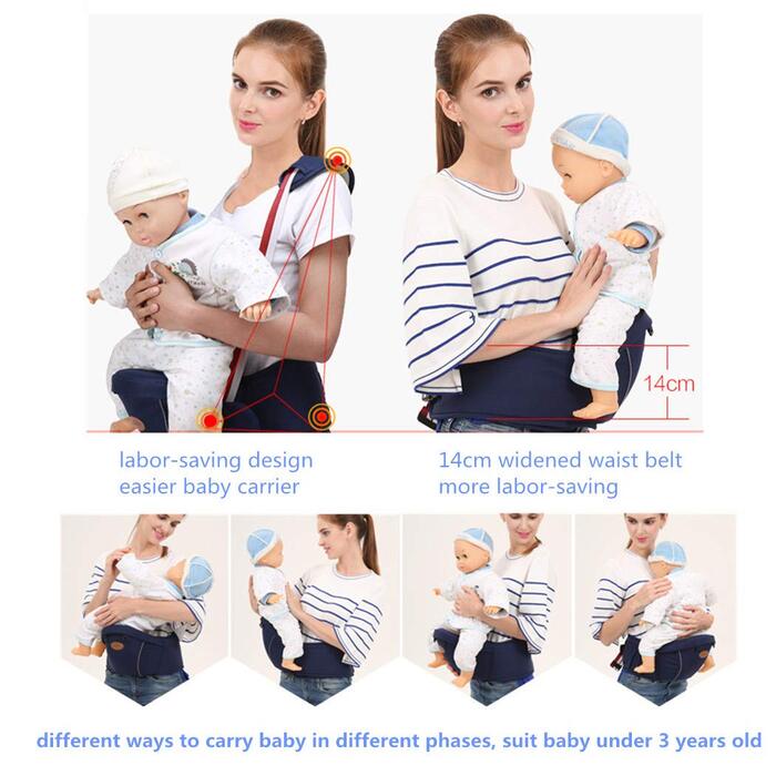 Ергономічна люлька-переноска з плечовим ременем, кріслом на талії для перенесення малюків, мала вага та економія праці