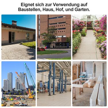 Розподільна коробка живлення, настінна, 2 шт. CEE 16A/400V 4 шт. 230V Schuko, IP44, 5-полюсна, розподільна коробка живлення для будівельного майданчика з безпечною для кабелів відкидною кришкою, для використання всередині та зовні приміщень, на будівельни