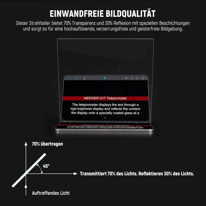 Дюймовий розсіювач променів для телесуфлера DIY, 70T/30R, заміна скла телесуфлера, 12,4&39 x 12,4 x 0,8/31,5 x 31,5 x 0,2 см, загартоване скло промислового класу, NA17, 17-