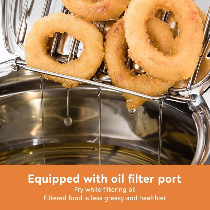 Глибокий горщик, японський горщик для смаження, японський горщик для фритюрниці темпура з термометром, маленький горщик з нержавіючої сталі з термометром, кришкою та сушаркою для картоплі фрі, креветки