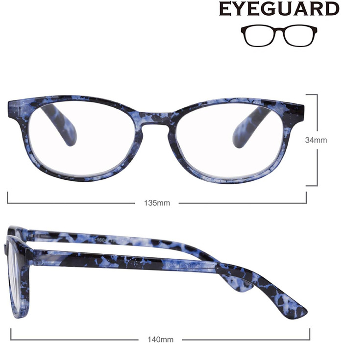 Окуляри для читання EYEGUARD, 4 шт. и, стильний візерунок, оправа, окуляри для читання, модні жіночі окуляри для жінок (4 кольори) 3.50 збільшення