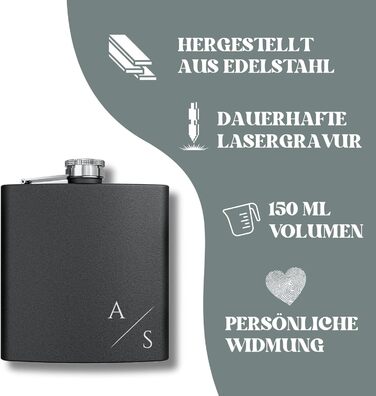 Набір фляжок з гравіюванням - Персоналізований з іменем - Ідея подарунка для весілля та чоловіків - Нержавіюча сталь (Дизайн 8)