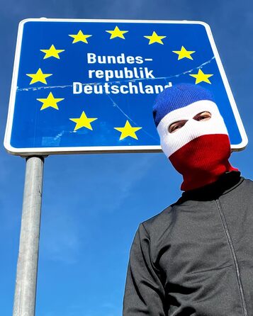 Шапка/Балконний Troublemaker 2 в 1 Синій Білий Червоний Смугастий Маска Шапка Балаклава Ультрас Лижні Хулігани