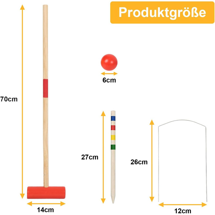 Гра в крокет, набір для крокету на 2-4 гравців, гра в крокет для дітей та дорослих, дерев&39яна іграшка, гра для всієї родини в саду на свіжому повітрі, гра на спритність