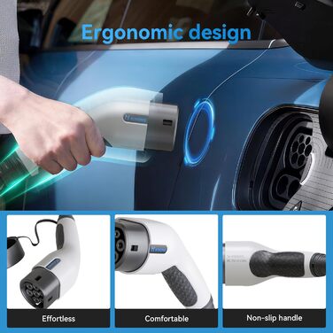 Зарядний кабель K.H.O.N.S. тип 2 режим 3 11 кВт 16 А 3-фазний 5 м для електромобіля/гібридного EV тип 2 до типу 2 IP65 сумісний з