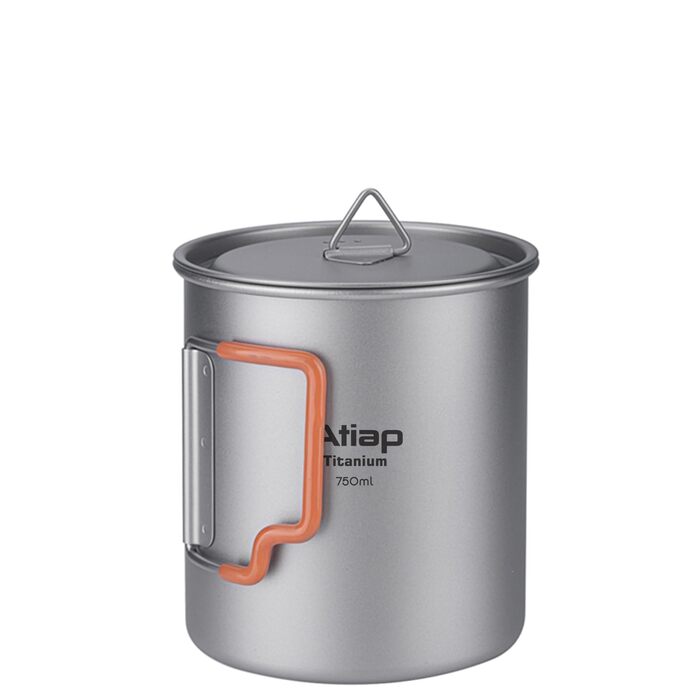 Титановий кемпінговий горщик об&39ємом 750 мл з кришкою, надлегкий для використання на відкритому повітрі, портативні кавові чашки, титанові кухлі, складна ручка