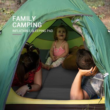 Килимок для кемпінгу - 7 см надувальний килимок з еластичної піни з ультратовстим еластичним пінопластом та подушкою, швидке надування за 25 секунд, сірий