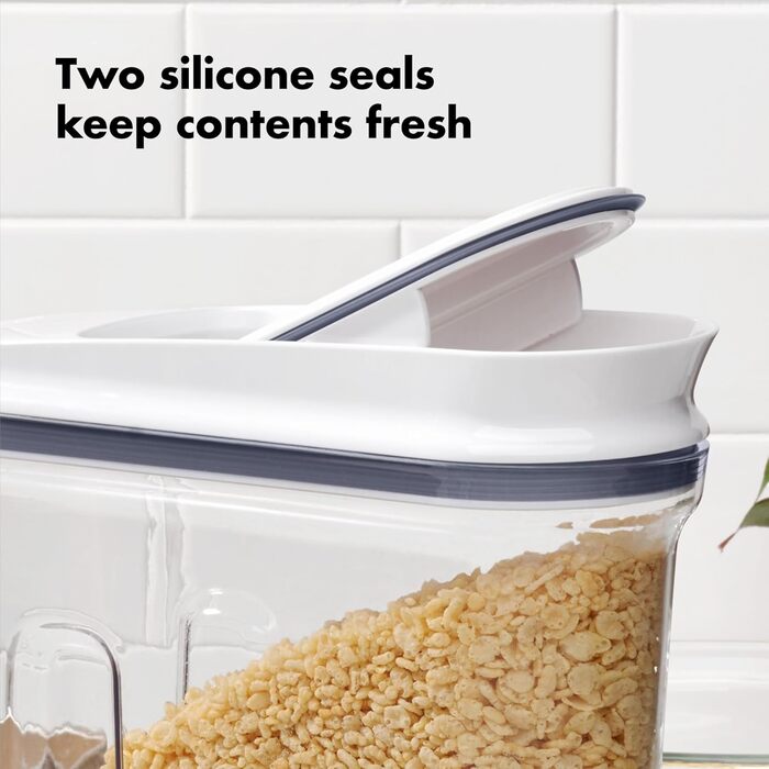 Диспенсер для сипучих продуктів великий (4,2 л) герметичний контейнер для зберігання мюслі та злаків, білий/Квітковий сад POP великий 4,2 л