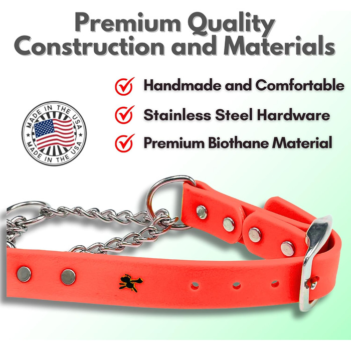 Нашийник-мартингал для собак, Biothane, фурнітура з нержавіючої сталі, проти висмикування, професійна якість, розмір M, помаранчево-червоний у зигзаг (Sunset Chevron), середній розмір