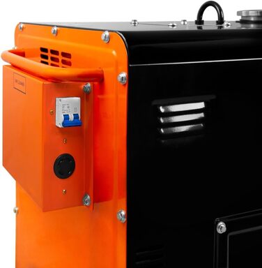 Дизельний генератор, безшумний аварійний генератор, однофазний двигун 230 В 6500 Вт 13 к.с., електричний стартер 115 В, сталь з чорним порошковим покриттям, місткість 20 л, інструменти та лійка