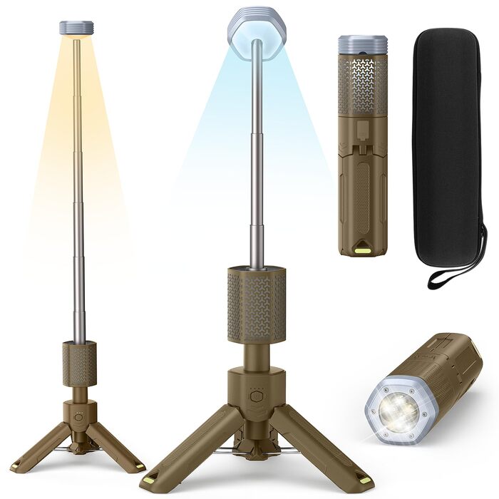 Ліхтар для кемпінгу Mytrix з акумулятором 10000 мАг, магнітною основою - ідеально підходить для пригод, походів, кемпінгу, прямих трансляцій. Телескопічно складаний магнітний кемпінговий ліхтар - жовтий Giallo