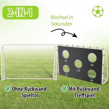 Футбольні ворота зі щитом 240 см x 170 см Високоякісні дитячі футбольні ворота з сіткою, щитом та шипами Підходять для будь-якої ситуації