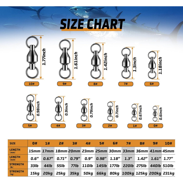 Шарикопідшипники Вертлюги Високоміцні Вертлюги зі звареними кільцями Аксесуари для риболовлі 0-10 33-510 фунтів, 25 шт.
