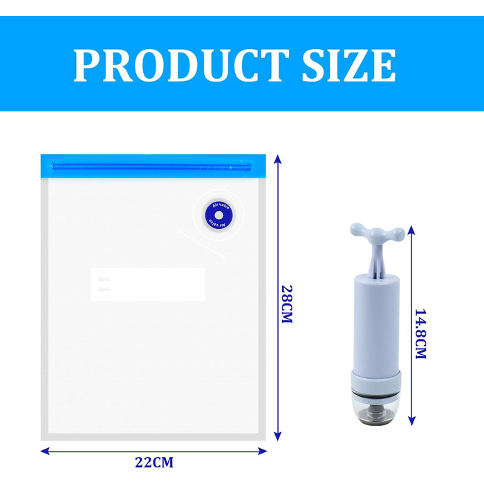 Вакуумні пакети, Вакуумні пакети для зберігання Пакети, Герметичні пакети, 10 шт. 22x28 см Sous Vide Пакети з насосом Морозильні пакети Багаторазові вакуумні вакуумні пакети для приготування їжі Zipper