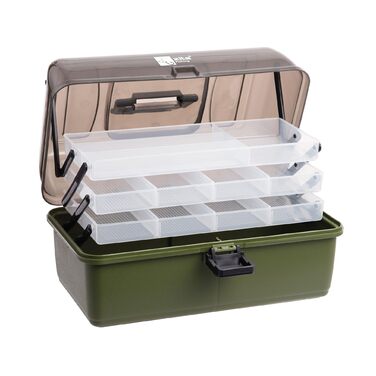 Коробка для рибальських снастей Zite - Рибальський кейс з 3 висувними шухлядами - Порожній рибальський кейс/резервуар для рибальських аксесуарів, 36,5x22x20 см, Набір рибальських аксесуарів, Рибальський кейс, Аксесуари для рибалок, Коробки для снастей, 1 