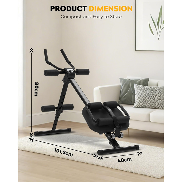 Тренажер для м&39язів живота GuuG складний тренажер для живота, фітнес-тренажер для живота, домашній тренажерний зал для чоловіків та жінок, чорний