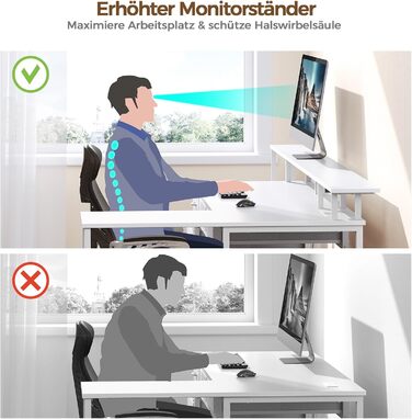 Г-подібний письмовий стіл на сім столів, комп&39ютерний стіл з розеткою, світлодіодним освітленням та підставкою для монітора, кутовий стіл з двостороннім розташуванням головок та шухлядами, ідеально підходить для спальні, офісу, вітальні, білий