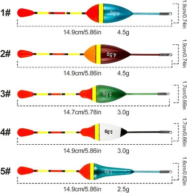 Набір поплавців для риболовлі 10 предметів Поплавок для лову форелі 0,6 г/0,8 г/1,2 г/2,5 г/3 г/4,5 г Набір поплавців для риболовлі