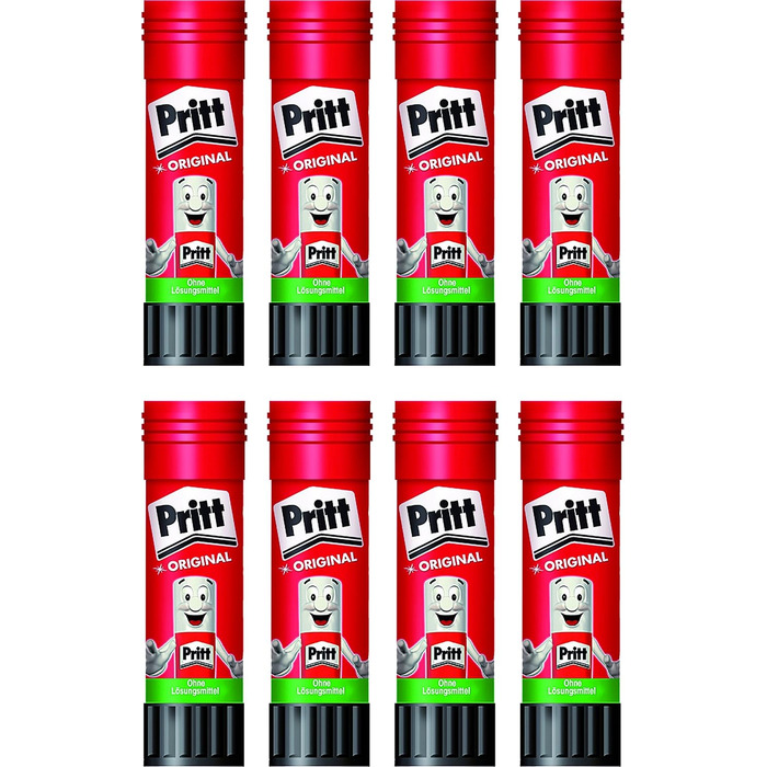 Клей-олівець Pritt 22 г, прозорий, що миється, знімний, без розчинників (8 шт. )