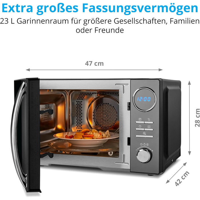 Мікрохвильова піч MEDION 3 в 1 з функцією гриля та конвекції (23 літри, 900 Вт, 1 000 Вт гриль, 1 680 Вт гаряче повітря, 10 автоматичних програм, функція розморожування, дисплей, MD11493) чорний