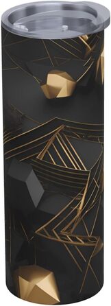 Кухоль з прямою трубочкою, 590 мл, чорно-золотий, картатий, з принтом, дорожній кухоль, підходить для кемпінгу, офісу та дому