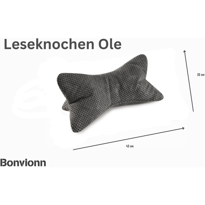 Ергономічна форма опори для шиї або попереку Ole Reading Bone, гнучка (середньо-сіра)