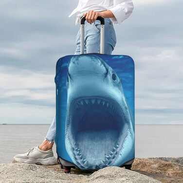 Чохол для валізи BAFAFA Акула, захисний еластичний чохол від подряпин та пилу для багажу, чорний, розмір 80