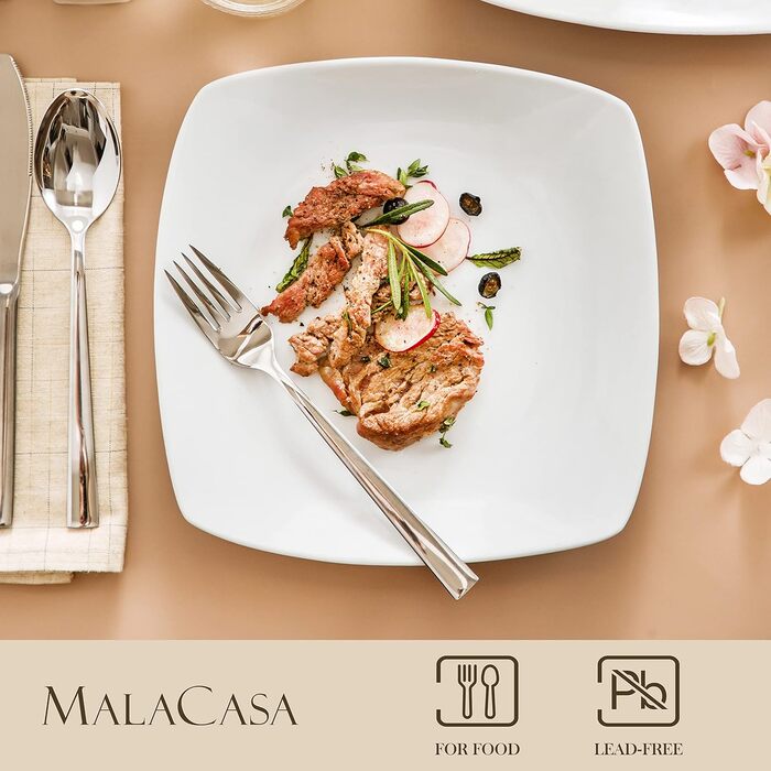 Серія Julia, Набір тарілок на 6 персон Сучасна, Біла порцелянова обідня тарілка з 6 предметів, Маленька обідня тарілка 24,8 см Обі