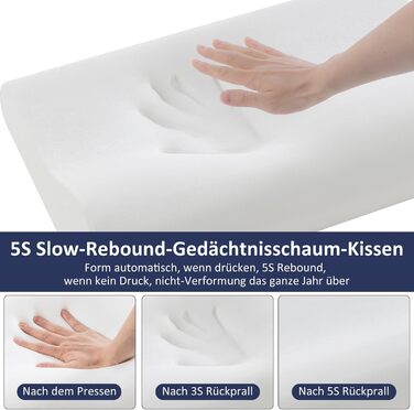 Подушка BedStory з піни з ефектом пам&39яті, регульована по висоті подушка для шиї, ергономічна подушка, подушка для сну на боці для спини та живота (60x36x12/10 см) 36x60x10/12 см