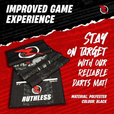 Килимок для дротиків Ruthless Міцний, нековзний та довговічний килимок для дротиків на підлогу, чорний Cobra