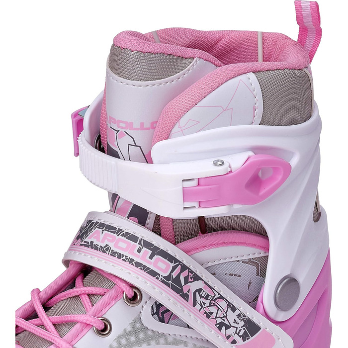 Ковзани Apollo Ice Skates X Pro Регульовані ковзани для жінок, дітей та підлітків Стильні жіночі ковзани, 3 розміри (від 31 до 42) Дитячі ковзани L 39-42 Білі/Рожеві