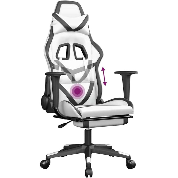 Ось оптимізований опис продукту для вашого ігрового крісла, що включає ключові характеристики, переваги та важливі деталі в чіткому, привабливому форматі, придатному для розміщення в електронній комерції. З підкладкою білого та чорного кольорів