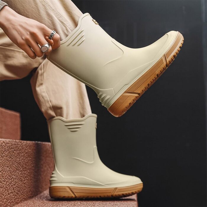 Водне взуття, гумові чоботи, гумові чоботи, чоловічі, європейський стиль, нековзні, для кухні, активного відпочинку, риболовлі, подорожей та походів, розмір 2, жовті, 39 1/3 EU