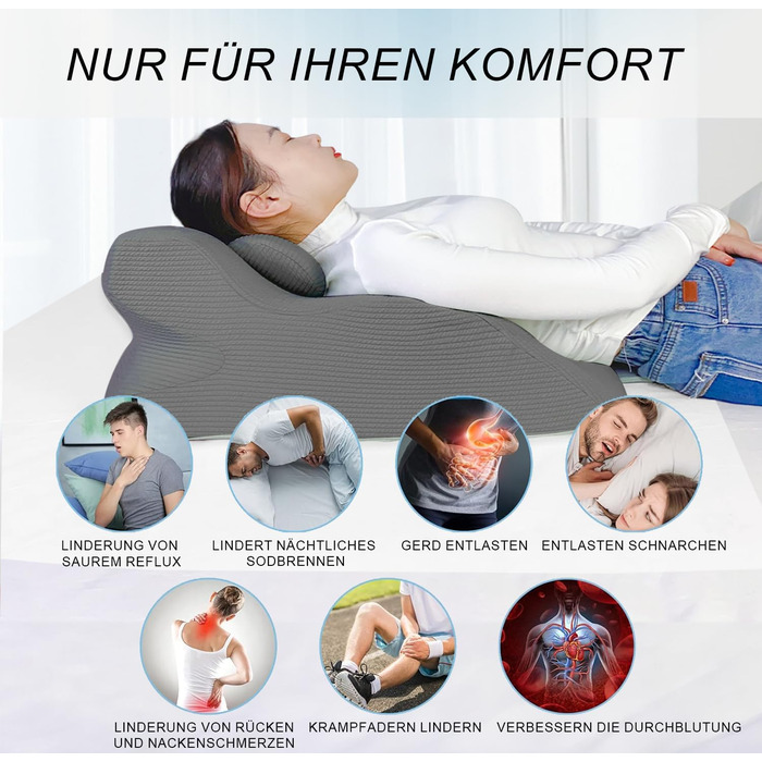 Подушка для читання та клиноподібна подушка для підняття ніг, подушка для рефлюксу, яку можна використовувати як зручну подушку для спини, подушка для підтримки ніг, знімна багатофункціональна подушка для ліжка, дивана, сидіння, сну, відпочинку (темно-сір