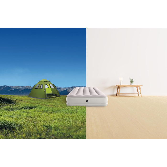 Надувний матрац Intex 64177E Dura-Beam Standard Prestige Mid-Rise Fiber-Tech розмір Twin повітряний насос Quickfill USB висота ліжка 30,5 см вантажопідйомність 136 кг, надувний матрац Twin