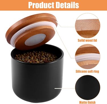 Скляні керамічні банки з кришками, керамічні контейнери для зберігання об&39ємом 260 мл/9 унцій, контейнери для зберігання продуктів з ручками, чорні цукорниці, контейнери для кавових зерен, цукру, чаю, 2