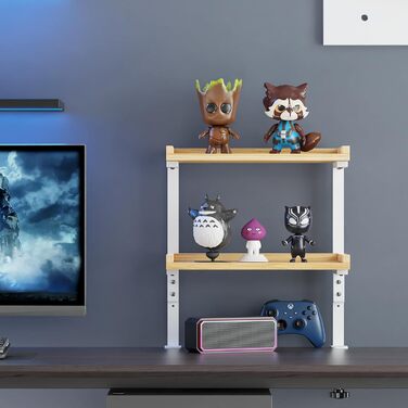 Високоякісна промислова настільна полиця для труб 40 см із 2 ярусами, міцний органайзер для подовження столу, сучасна настільна полиця (біла) з дерева