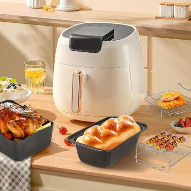 Аксесуари для двозонної фритюрниці Vusddy з 12 предметів для Ninja Foodi Max AF300EU/AF400EU/AF500EU, двокамерний набір аксесуарів для фритюрниці XL для Innsky, Princess, Tiastar, Devology, Emerio 7.6-10.4L