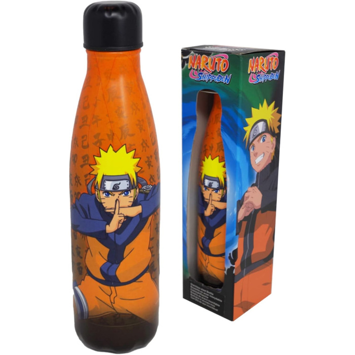 Термос багаторазового використання Naruto, Naruto Shippuden Зберігає напої гарячими або холодними протягом 12 годин для спорту, подорожей, щоденного використання, 500 мл Без BPA Офіційно ліцензований продукт