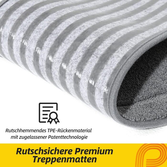 Сходинки для внутрішніх сходів JSEI, нековзні, 15 шт. , 20,3 x 76,2 см, можна прати в пральній машині, самоклейний килимок для сходів для дітей, людей похилого віку та домашніх тварин, основа 100 поліестер TPE, світло-сірий, 20,3 x 76,2 см