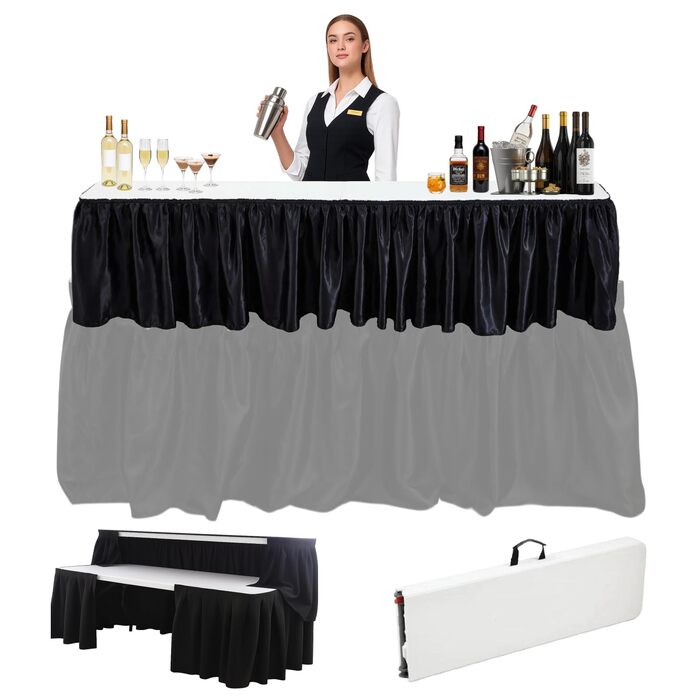 Столи для стояння, барні підставки з спідницею, мобільний розкладний стіл, складаний, портативний, для банкетів, заходів, дому, вечірок, пікніків, ресторанів (стіл не входить до комплекту), білий, 1,8 м білий/розкішний сад 6 футів