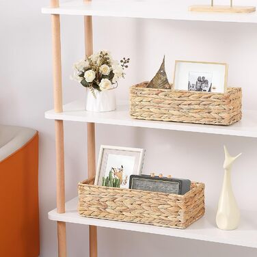 Кошики для зберігання, плетена коробка для зберігання з 2 предметів, плетений кошик для ванної кімнати, штабелювані кошики на полиці, кошик для зберігання для спальні, водяний гіацинт, 2 предмети, натуральний (водяний гіацинт)