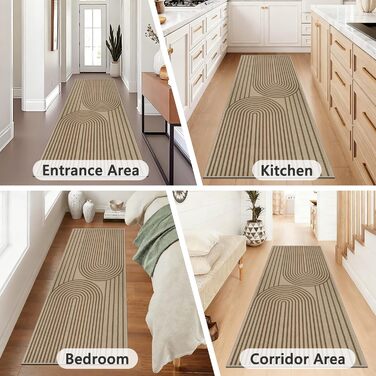 Доріжка для передпокою 80x200 см, кухонний килимок під джут, килимок для передпокою, який можна прати, нековзка кухонна доріжка, коричневий килимок для вулиці для кухні, вітальні, спальні, передпокою, входу, балкону, коричневий 80 x 200 см (прямокутний)
