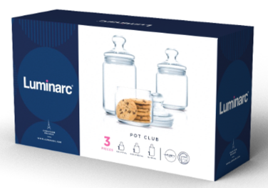 Набір банок Luminarc Club 3 шт., 0.5, 0.75 та 1 л